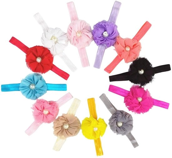 Fascia per Bambine 12 pezzi - Parel Bloem - Fascie Elastiche per Capelli - Fascia Reclinabile - Accessori per Fotografia - Comfortevole Forma - Accessori per Capelli per Bambine