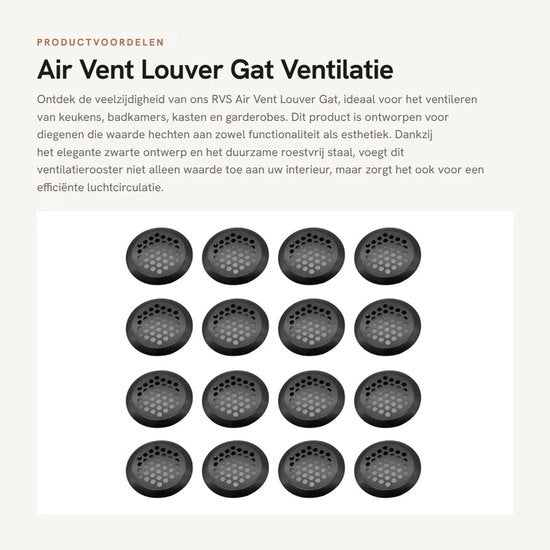 Griglia di ventilazione in acciaio inossidabile - 16 pezzi - diametro di 3,9 cm - resistentente e corrosione - griglia di ventilazione