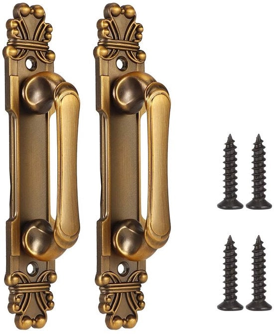 Maniglioni per porte in stile vintage - 2 pezzi - Adatti per armadi cucina - Finitura in ottone antico - Stile retro