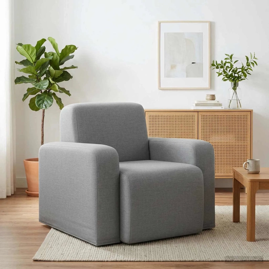 Poltrona Grigio Chiaro Tessuto 42042416