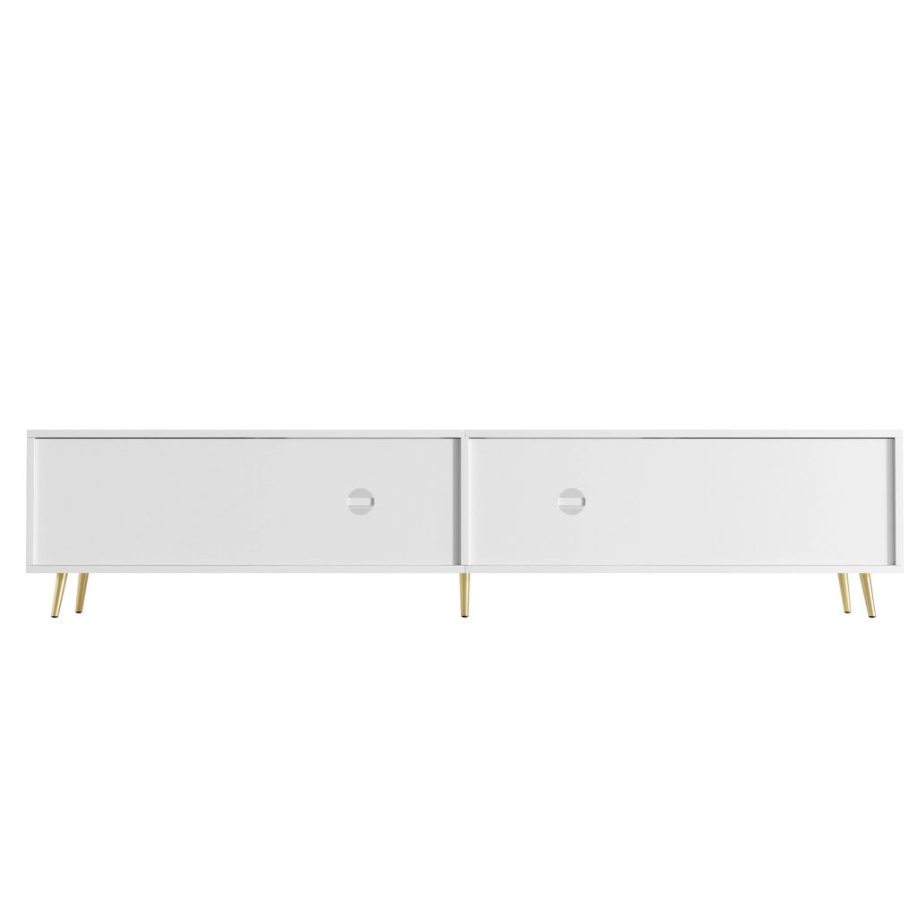 Mobile TV 170x40x43 cm bianco con 2 cassetti; 2 ante in vetro e anta HOMVRA