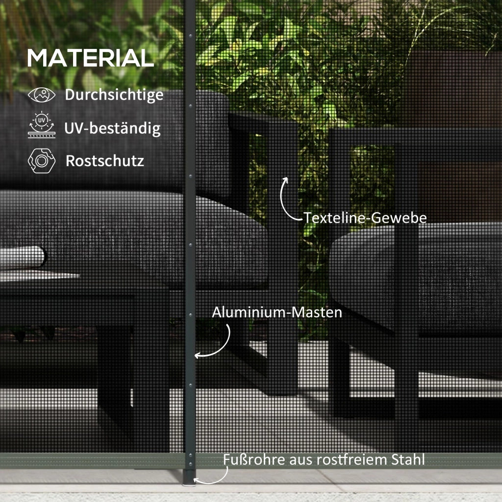 Desviae Recinzione per piscina con 4 pannelli in alluminio nero e rete Texteline 365 × 126 cm per giardino e terrazzo