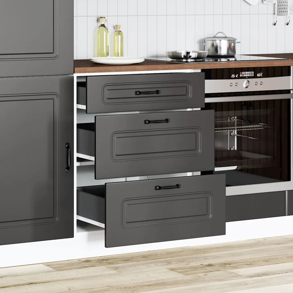 Pensile da cucina | Mobiletto da cucina "Kalmar" Nero in legno ingegnerizzato