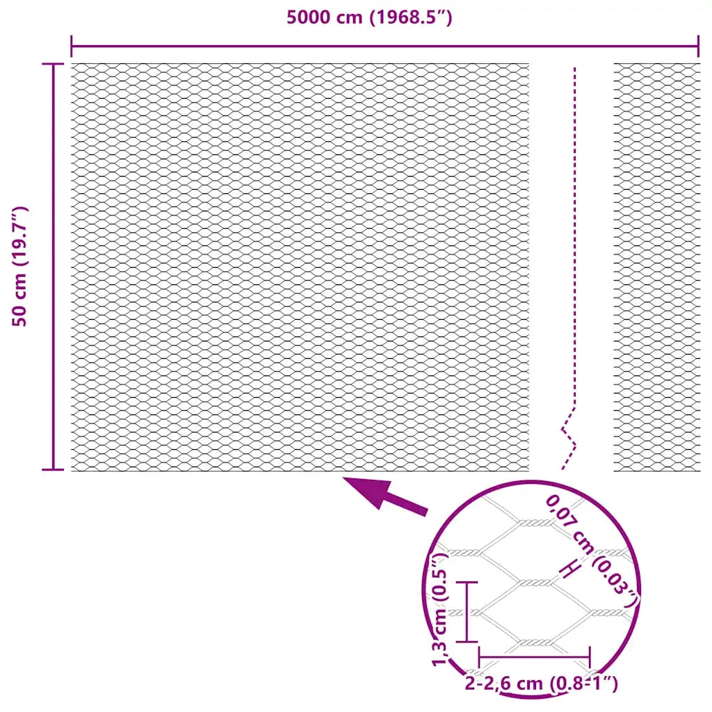 Recinzione Esagonale Grigio 0,5 x 50 m PVC 42005557