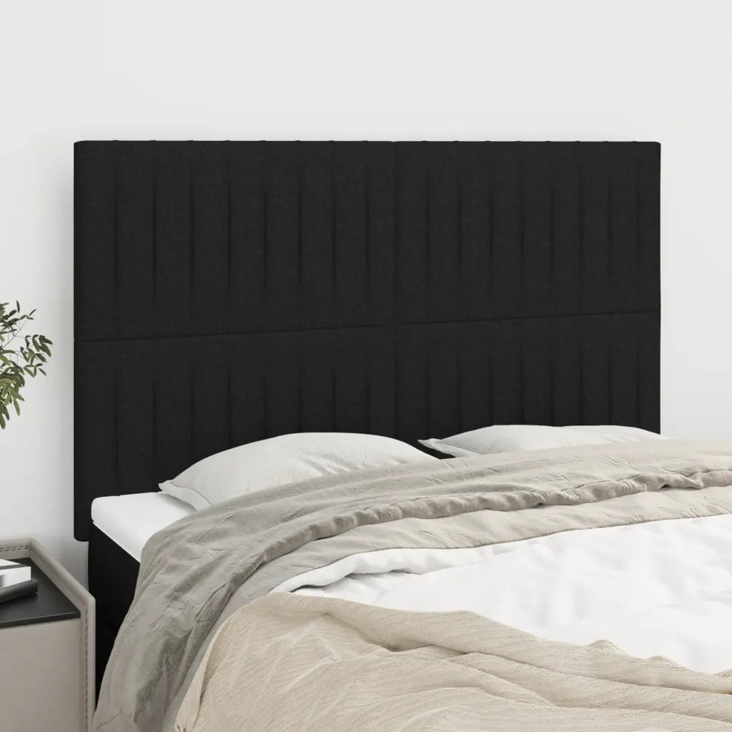 Testiera | Testata Nera 144x5x118/128 cm Tessuto