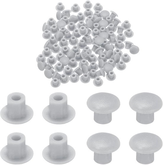 Gatpluggen 100 pezzi - Plastic Lichtgriese - Cappuccio Ronde - Chiave a scatto - Adatto alla produzione di mobili - Aghi a tenuta idrodinamica - Cappuccio di copertura