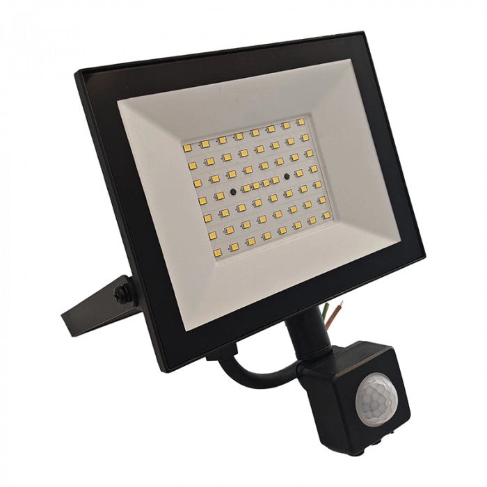Faro LED 50W PIR 4000K 4500lm IP54 Nero Esterno Ecolight