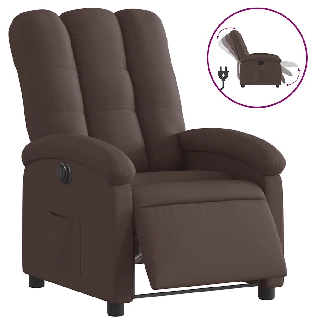 Poltrona | Sedia Relax Elettrica Reclinabile Marrone Scuro in Tessuto