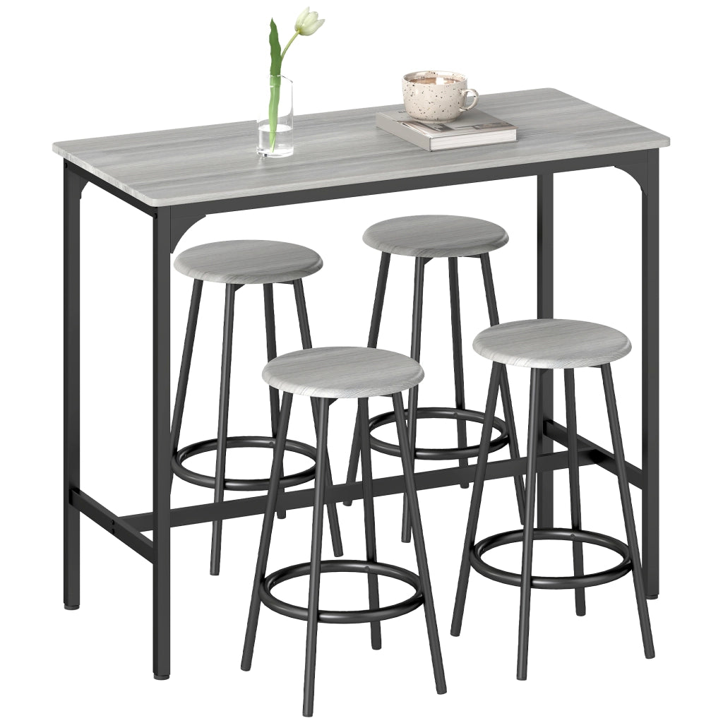 Tavolo da pranzo con 4 sgabelli ¨C zephmum ¨C nero, metallo e legno, 90x200 cm