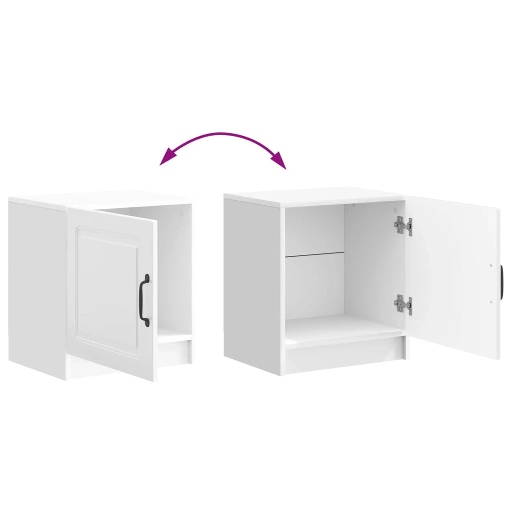 Set di 2 Comodini | Armadio da Notte | Mobiletto da notte Bianco Lucido 43 x 34,5 x 47 cm