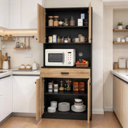 Credenza da cucina con 4 ante, 1 cassetto e passaggio cavi, mobile contenitore