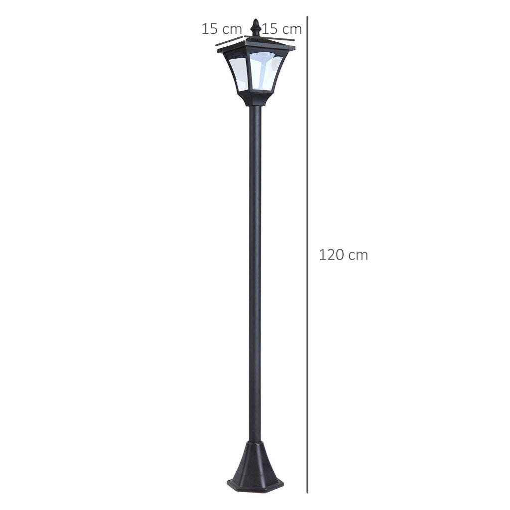 Lanterna solare da giardino con LED e sensore crepuscolare plastica nera IP44 30 lumen 15 × 15 × 120 cm