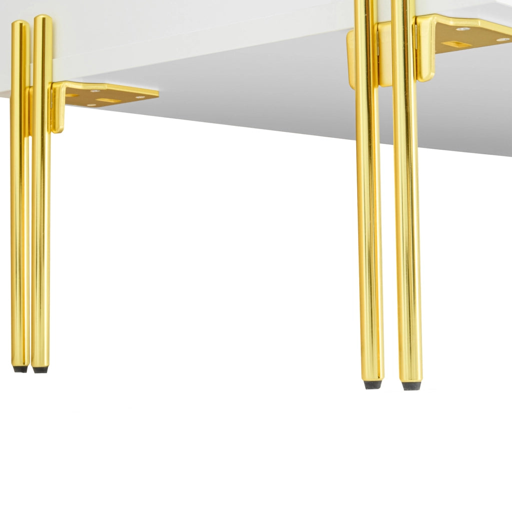 Credenza moderna bianco e oro con 6 cassetti