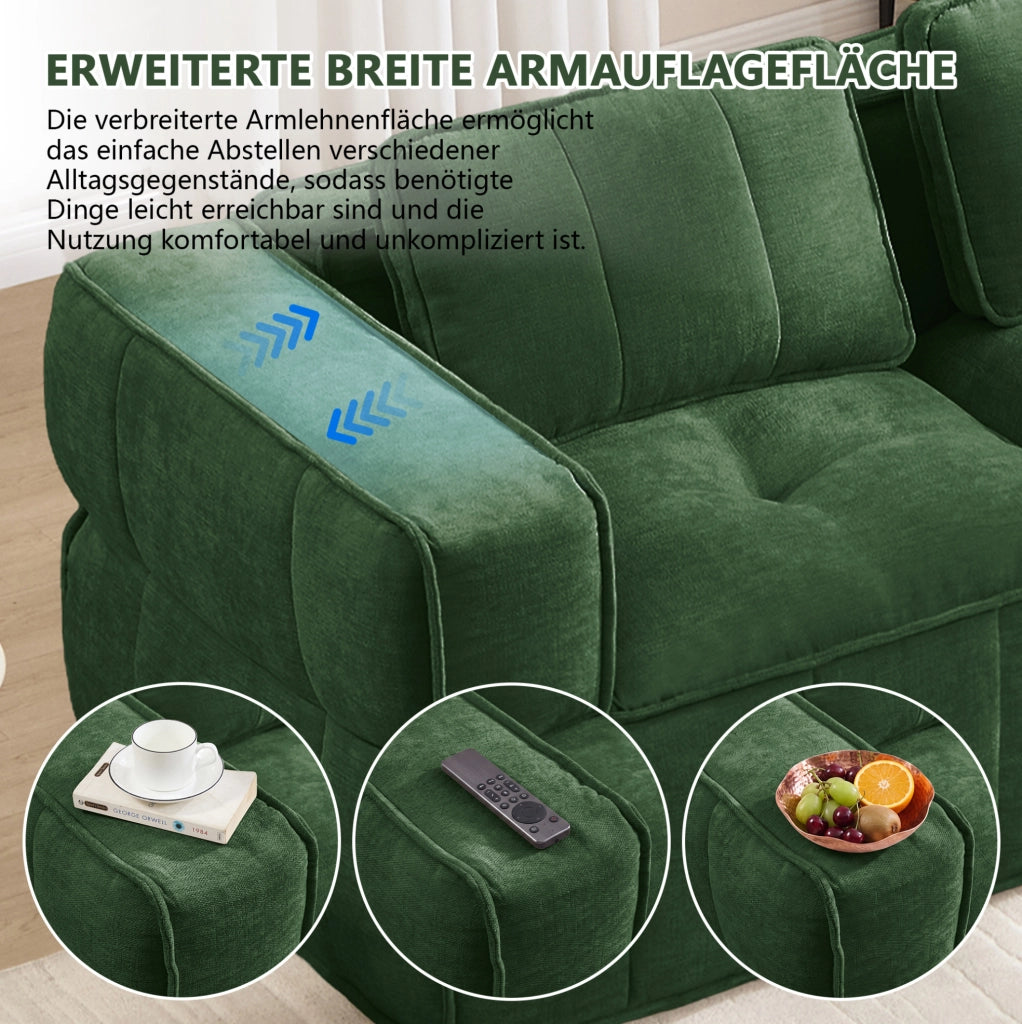 DIVANO Modulare 344x93x67 cm Poliestere Verde