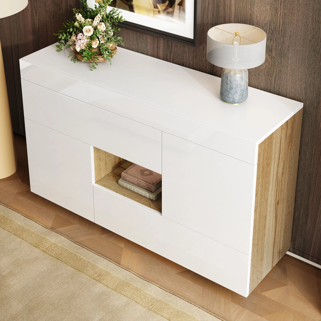 Sideboard a specchio con LED colorati - Zephmum - Con cassetti