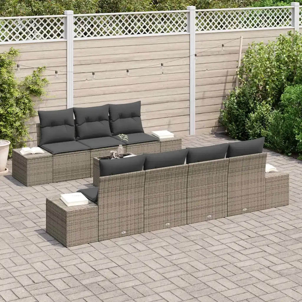 Set Divano da Giardino con cuscino 8 pcs Grigio polyrattan 3355638