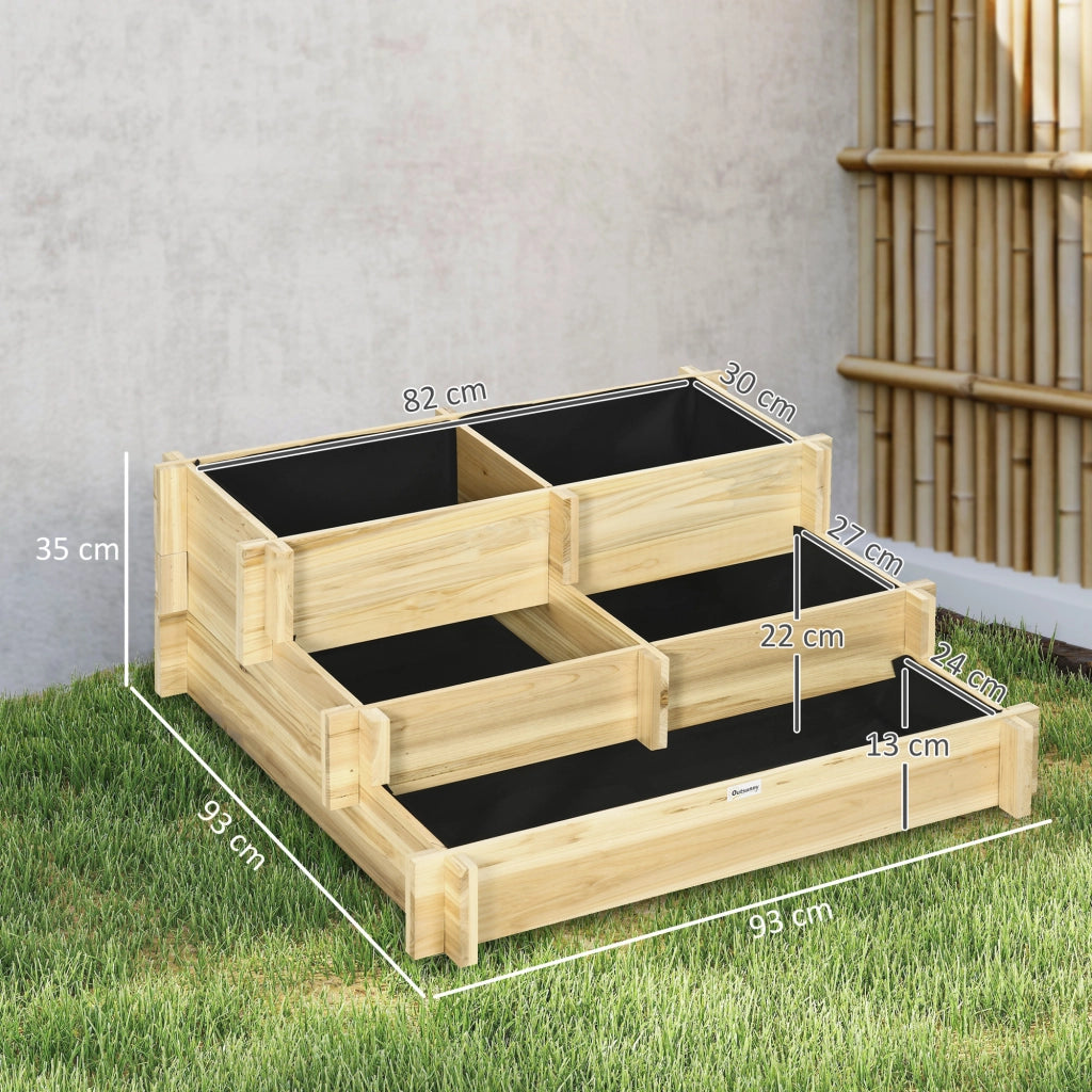 Giardino Orto Rialzato Legno Massello 3 Livelli ¨C Minimal ¨C 93x93x35 cm Effetto Legno Naturale