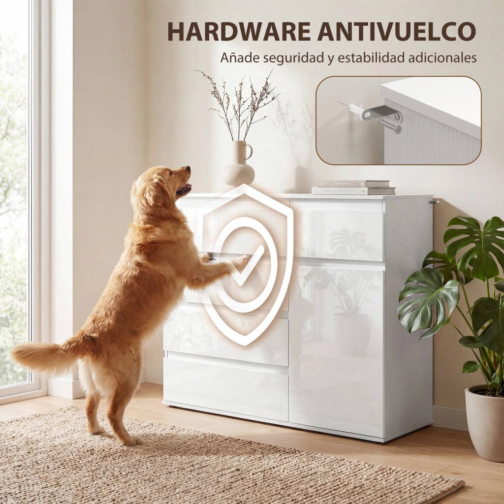 Armadio Bianco con Cassetti e Ripiani ¨C Zephmum ¨C 100x40x80 cm