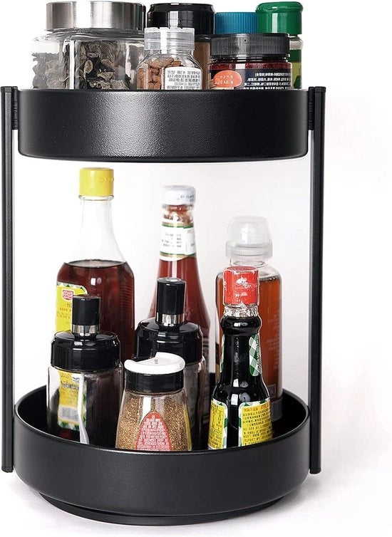 Organizzatore per cucina 2 livelli 360° girevole con piano rotante 255cm adatto per cucina sala da pranzo bagno e tavoli di lavoro