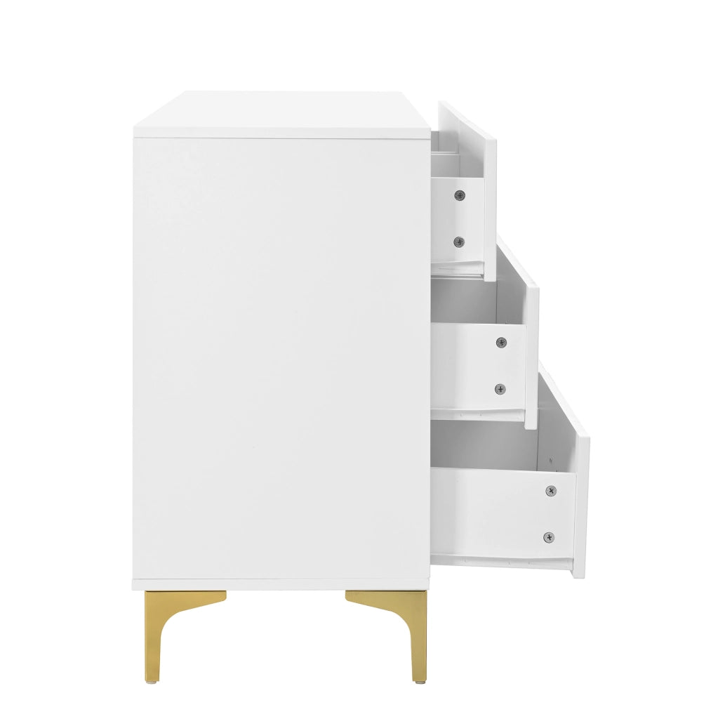 Cassettiera 6 cassetti 120x40x76 cm bianca in MDF HOMVRA
