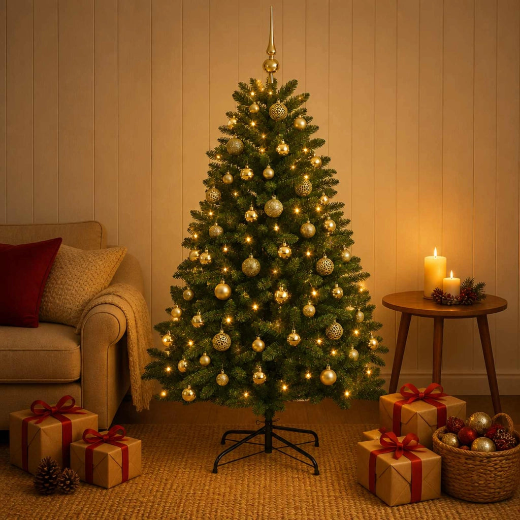 Albero di Natale artificiale verde medio con palline 120 cm 3465725