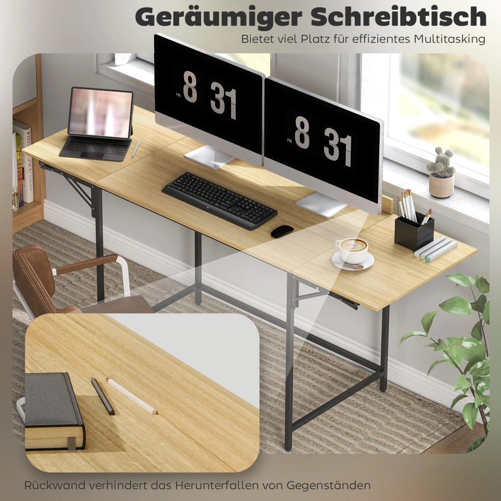 Scrivania Computer Regolabile con 2 Ripiani Estraibili ¨C Minimal ¨C Rovere Nero 100x50x75