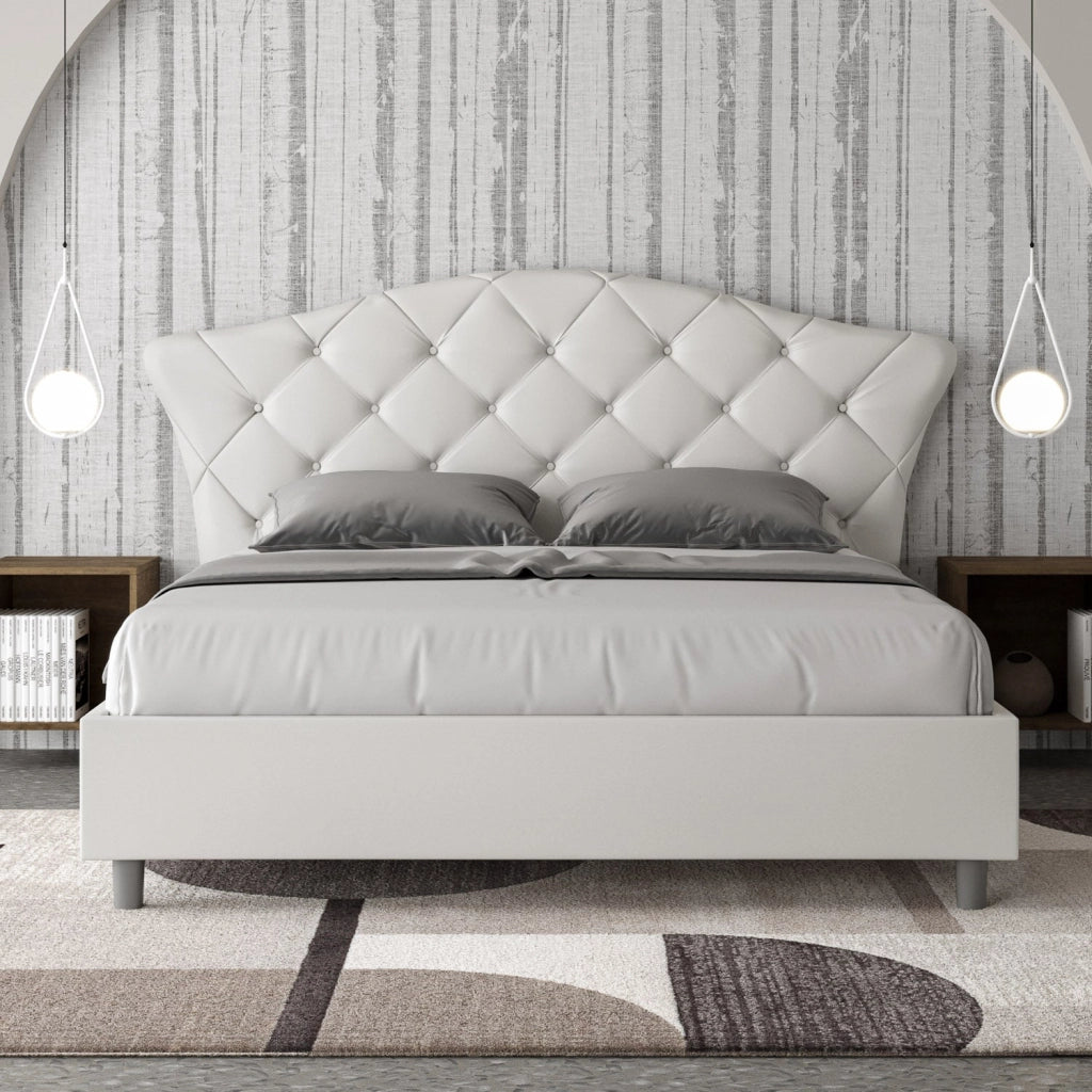 Letto Matrimoniale 160x210 cm con Rete e Contenitore Langre Similpelle
