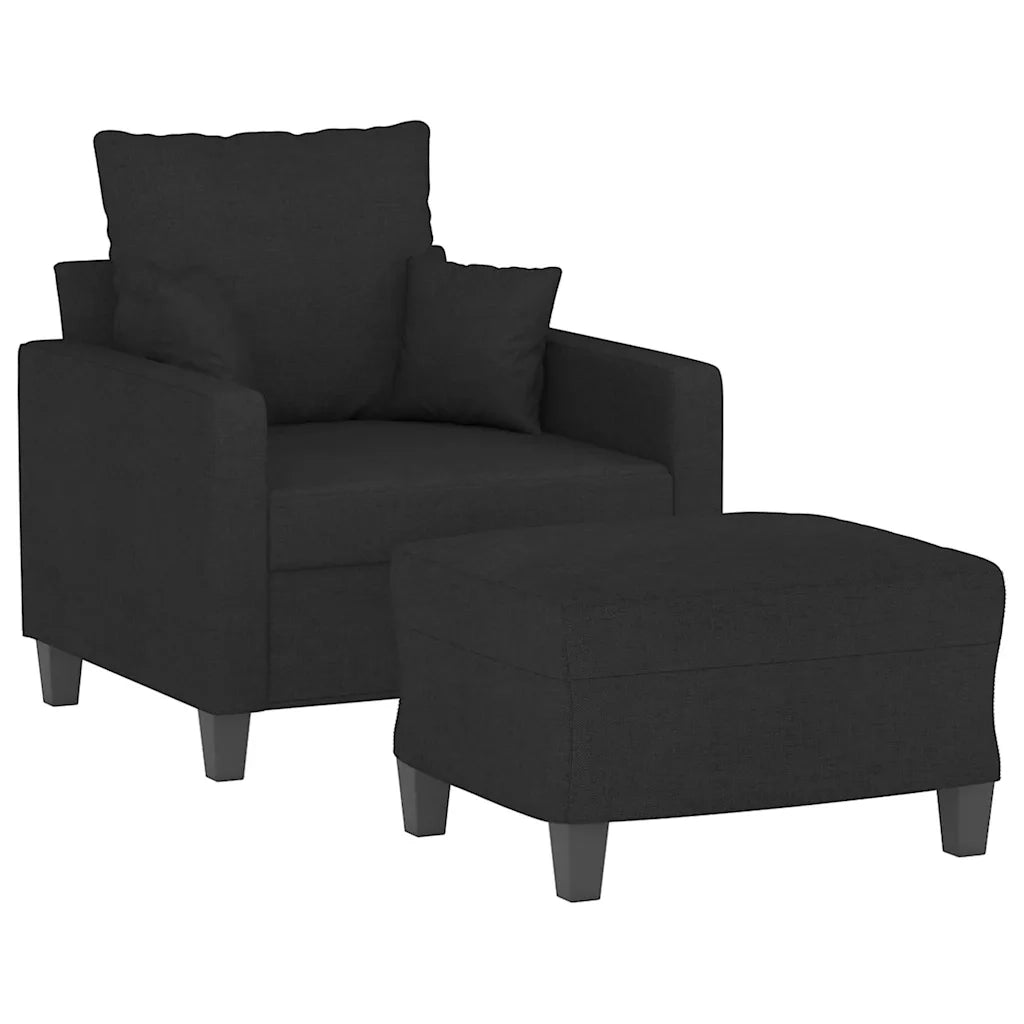 Poltrona | Sedia Relax con Poggiapiedi Nero 60 cm in Tessuto