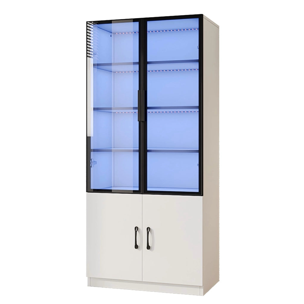 VETRINA LED 60x40x160 cm Bianca con Vetro Grigio e 2 Ante