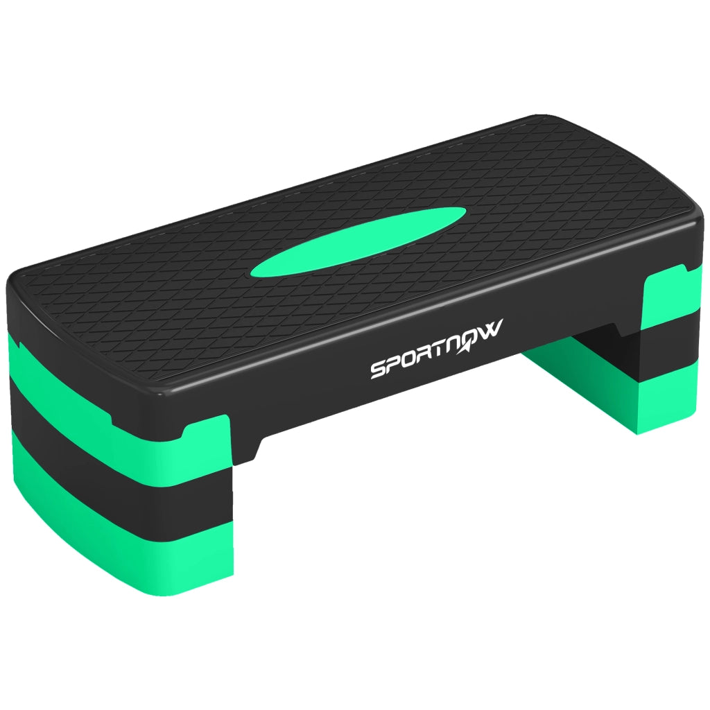 Stepper Aerobico Regolabile 68x29x10-15- 20 cm con Riser in PP Nero e Verde