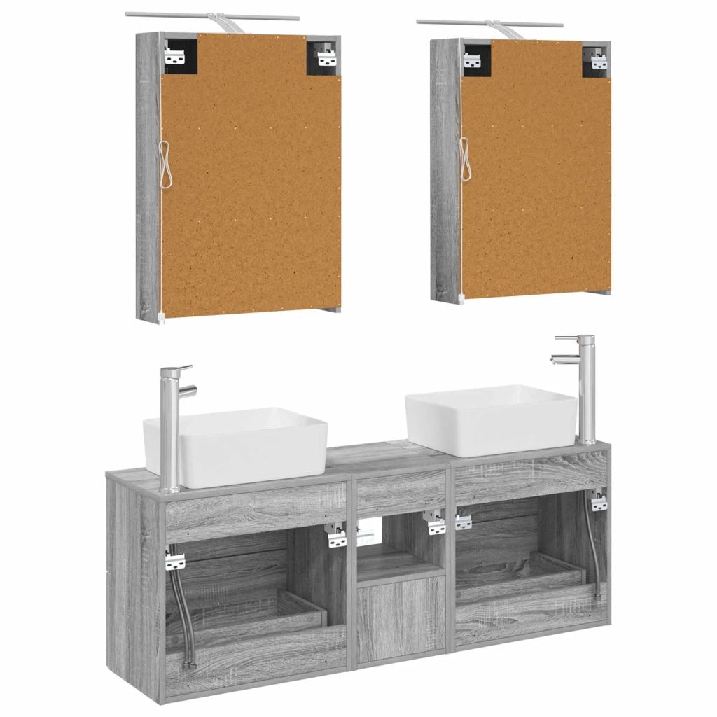 Set di mobili per il bagno 5 pz Sonoma grigio 3406836