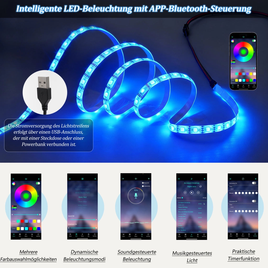 Mobile TV moderno nero con illuminazione LED e due cassetti