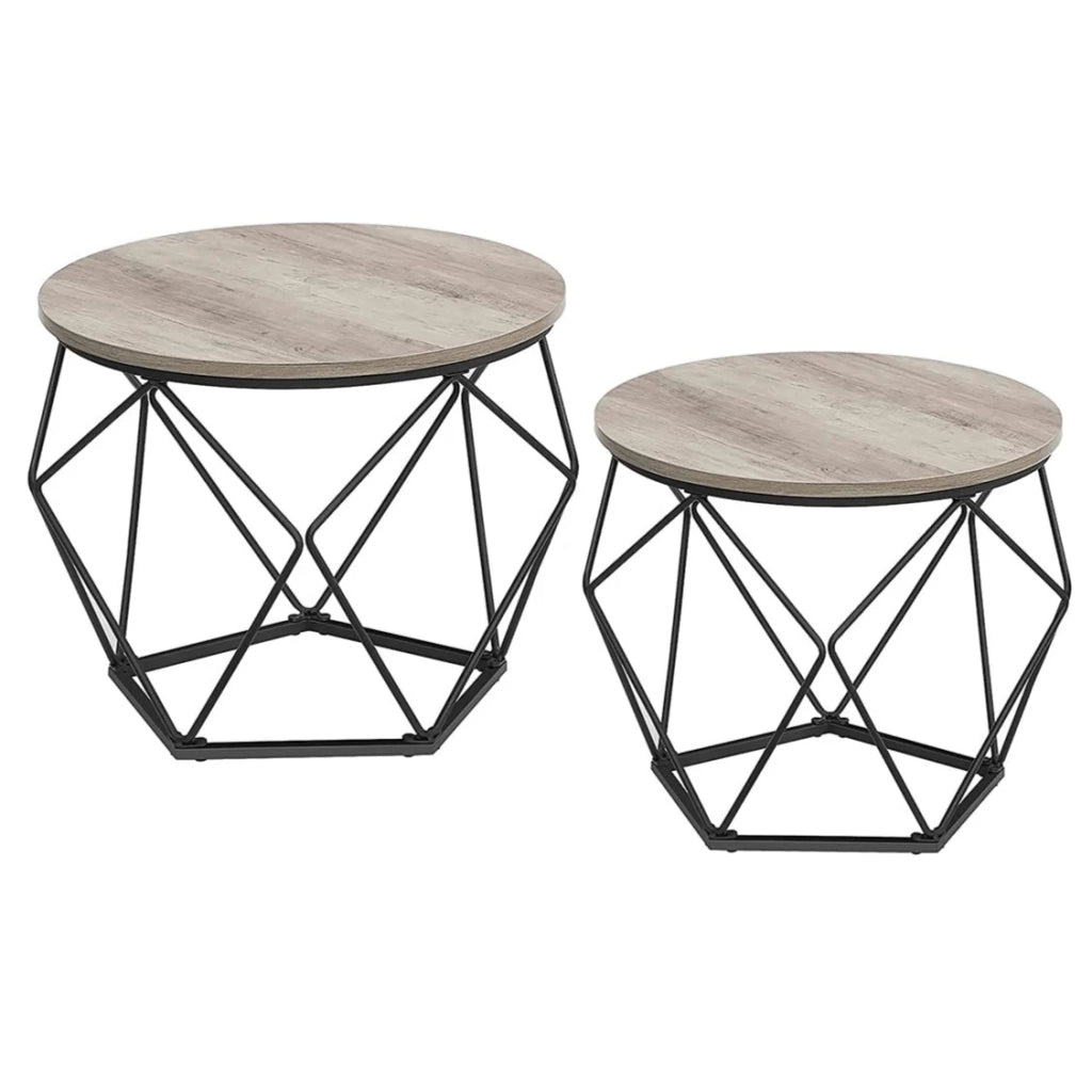Set di 2 tavolini da caffè 50 x 40 cm e 40 x 36 cm d'appoggio pannelli di truciolato acciaio grigio 12_0006248