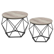 Set di 2 tavolini da caffè 50 x 40 cm e 40 x 36 cm d'appoggio pannelli di truciolato acciaio grigio 12_0006248