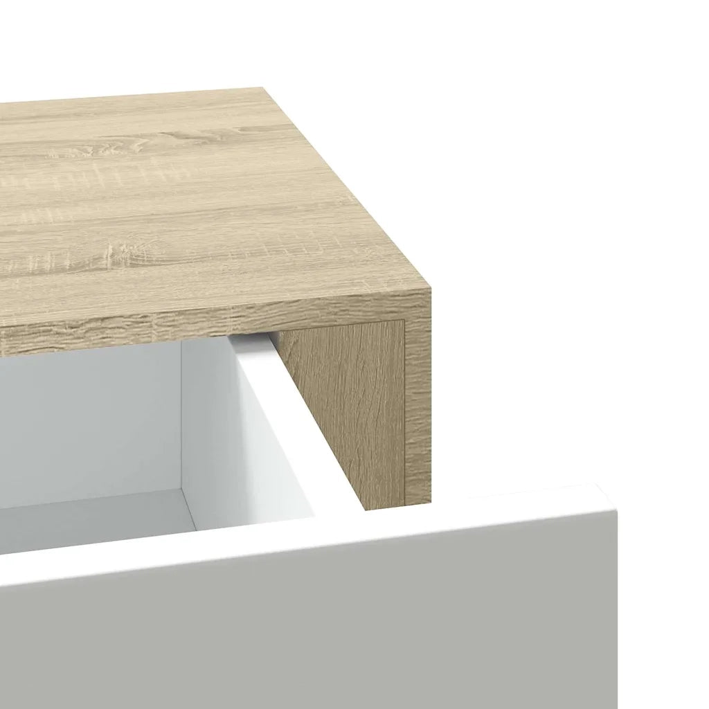 Mensola a muro con cassetti in rovere e bianco 40x23,5x10cm MDF 330249