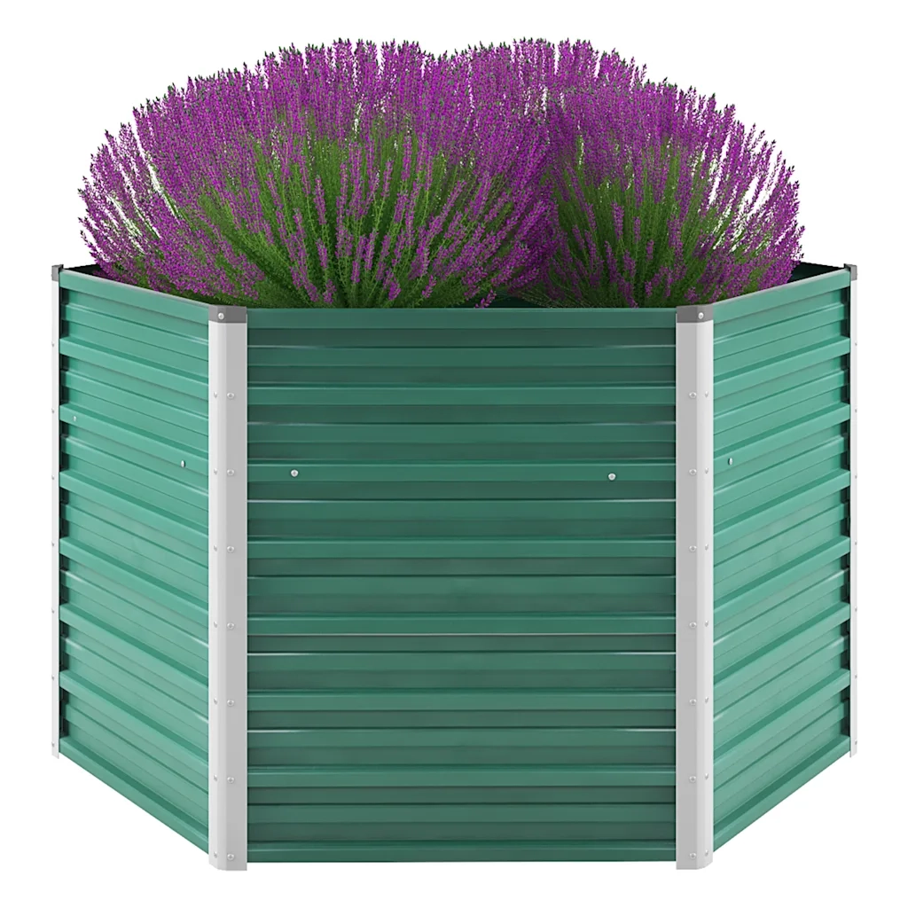 Fioriere | Cassetta per fiori | Letto Rialzato Giardino in Acciaio Zincato 129x129x77 cm Verde