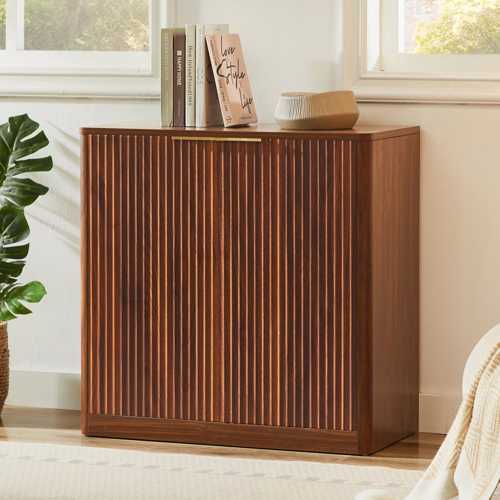 Credenza con ripiani regolabili in truciolato marrone pannelli incassati per soggiorno e sala da pranzo 80 × 40 × 80 cm