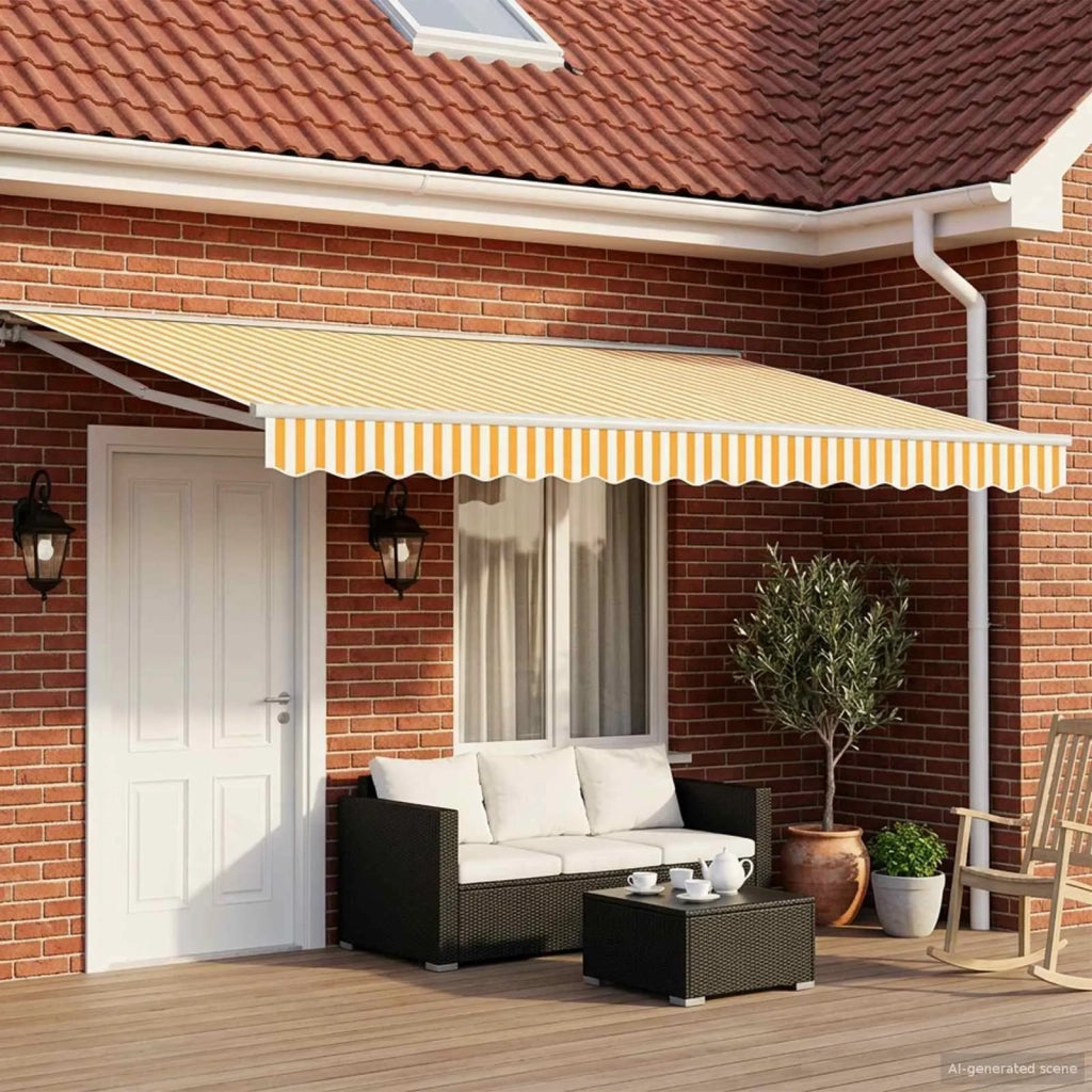 Cornice per Tenda Manuale con LED Giallo e Bianco 4 × 3 m 3420612