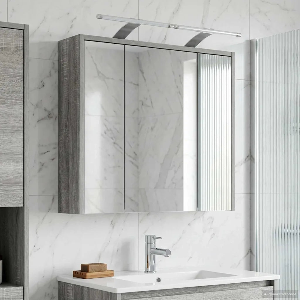 Mobiletto per specchio da Bagno | Armadio da bagno Grigio Sonoma