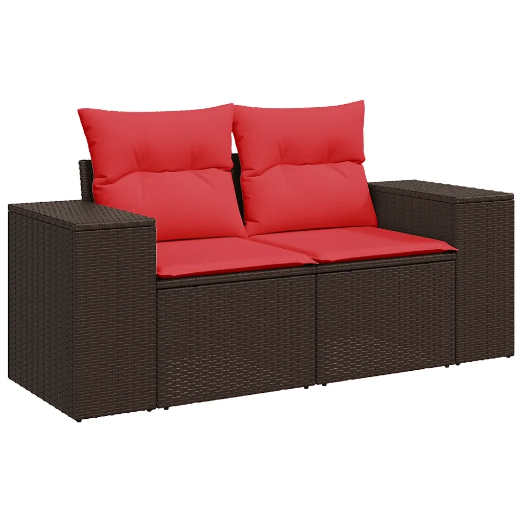 Set Divani da Giardino 10 pz con Cuscini Marrone in Polyrattan 3223093