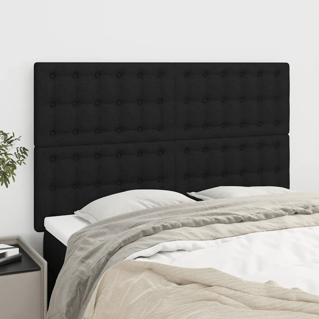 Testiera | Testata Nera 144x5x118/128 cm Tessuto