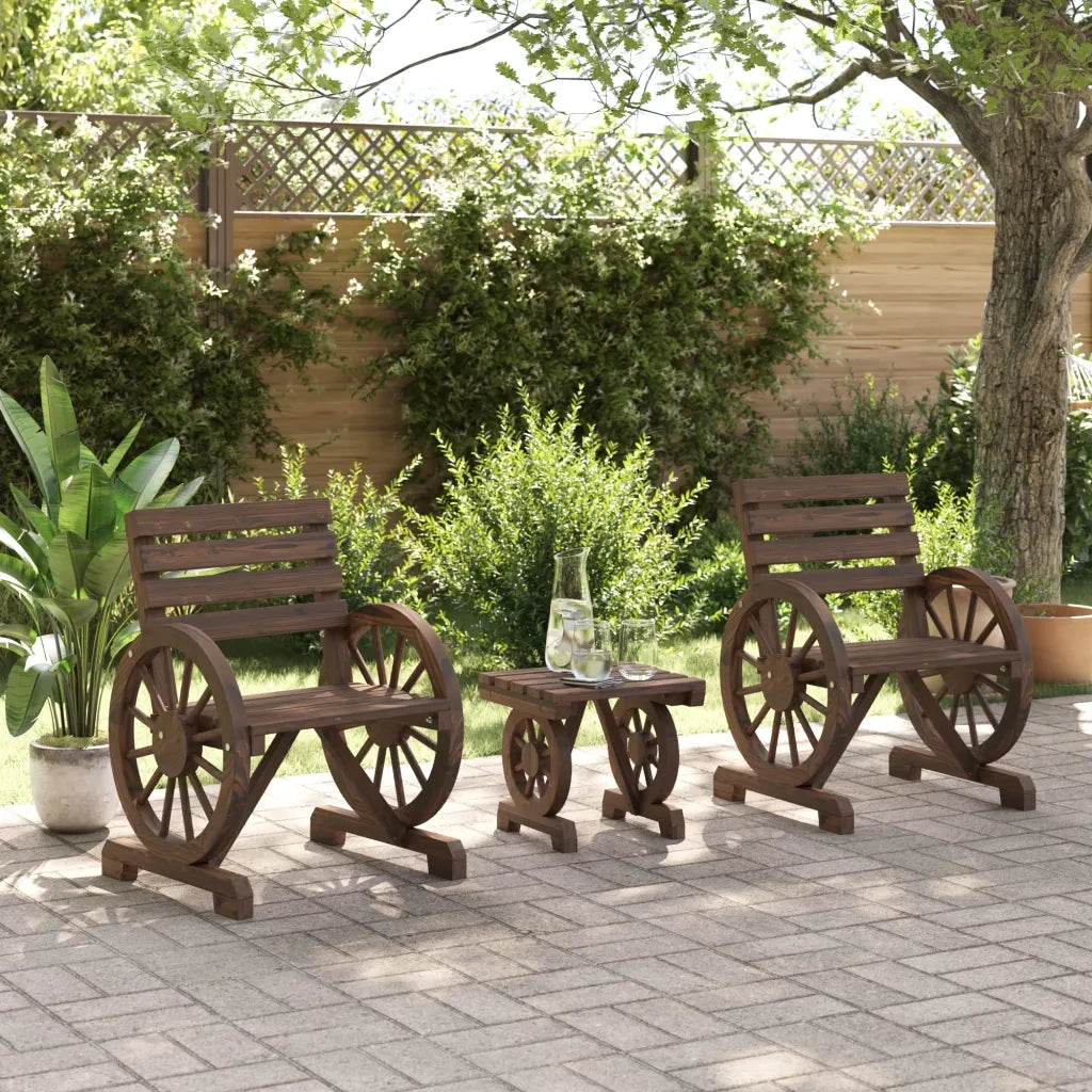 Set Salotto da Giardino 3 pz in Legno Massello di Abete