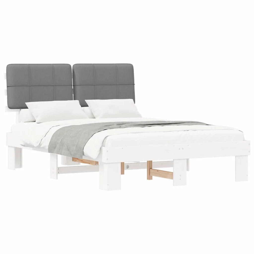 Letto con Testiera Rivestita Grigio chiaro 140 x 200 cm 877418