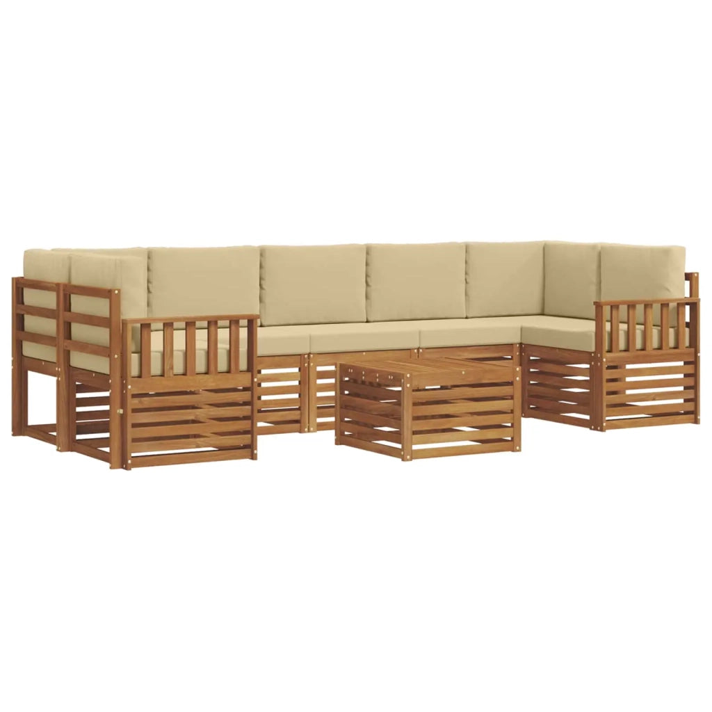Set di divani da esterno 8 pz Naturale e Beige 3374523