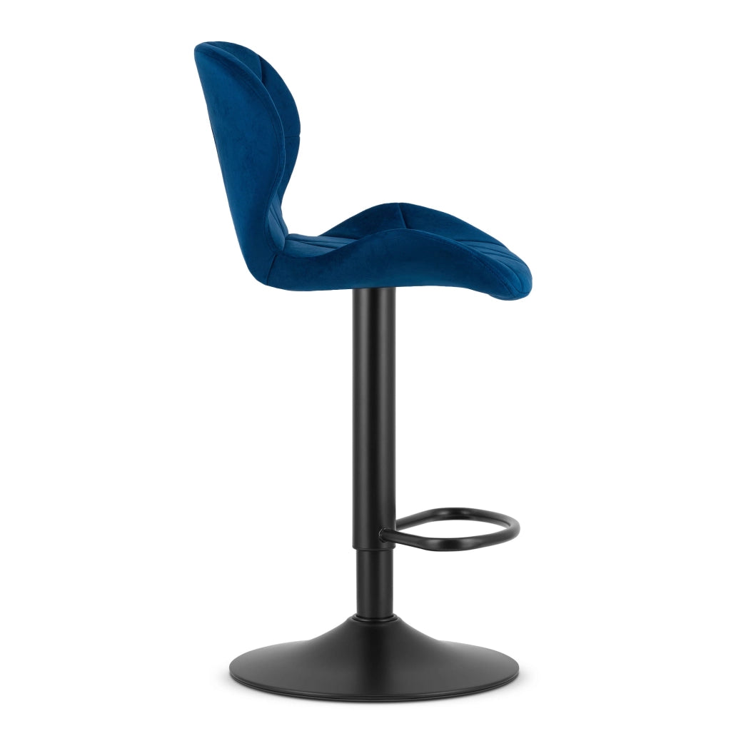 Sgabello VALORA WEST - Velluto blu navy con base nera x 2