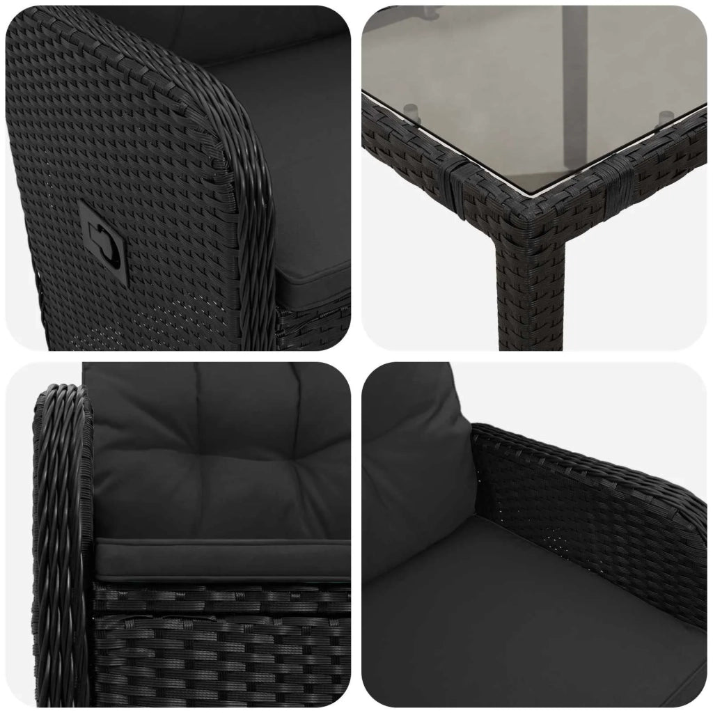 Set da pranzo per esterni 5 pz Nero polyrattan 3422293