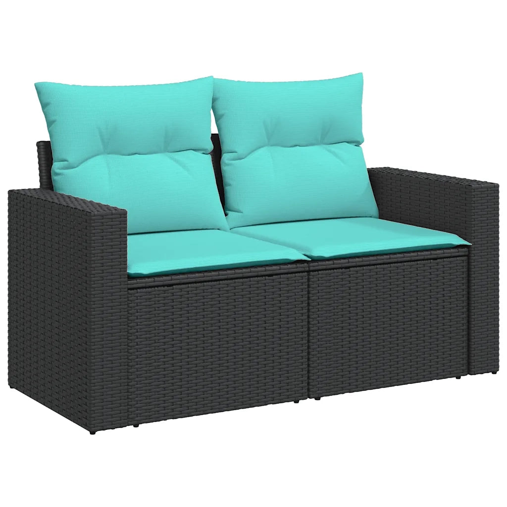 Set Divani da Giardino 6 pz con Cuscini Nero in Polyrattan