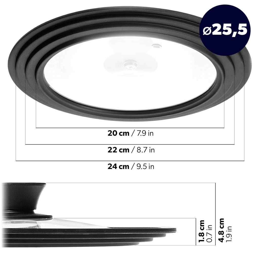 KADAX Coperchio in vetro e silicone 20/22/24 cm