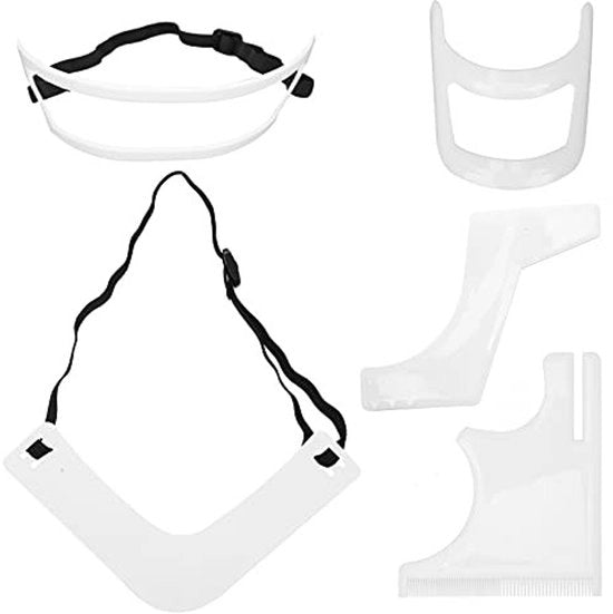 Set di modelli per la barba 5 pezzi - Strumento per la rasatura della barba - Guida per la barba - Linea di rasatura per il viso - Materiali ecologici - Kunststof - Flessibile e antiscivolo - Strumento per la forma della barba