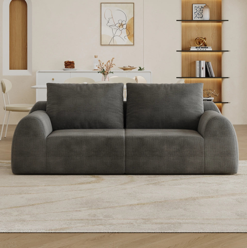 Divano Loveseat 190 cm in tessuto Chenille grigio scuro, senza montaggio richiesto